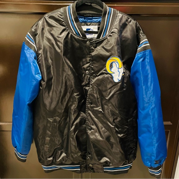 STARTER Los Angeles Rams Black and Blue Varsity satin Jacket - Picture 2 of 4